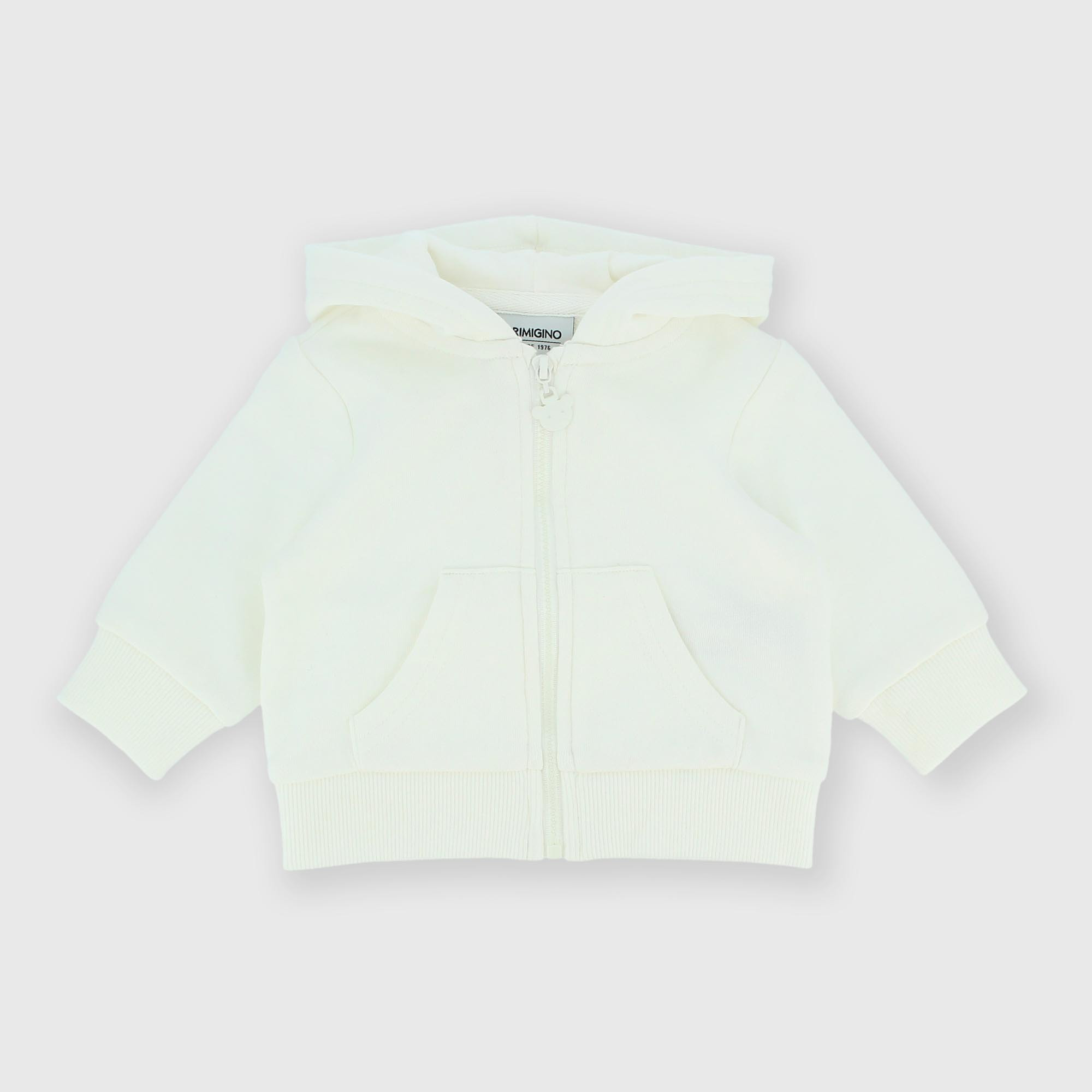 Sudadera abierta con capucha de bebé, blanco