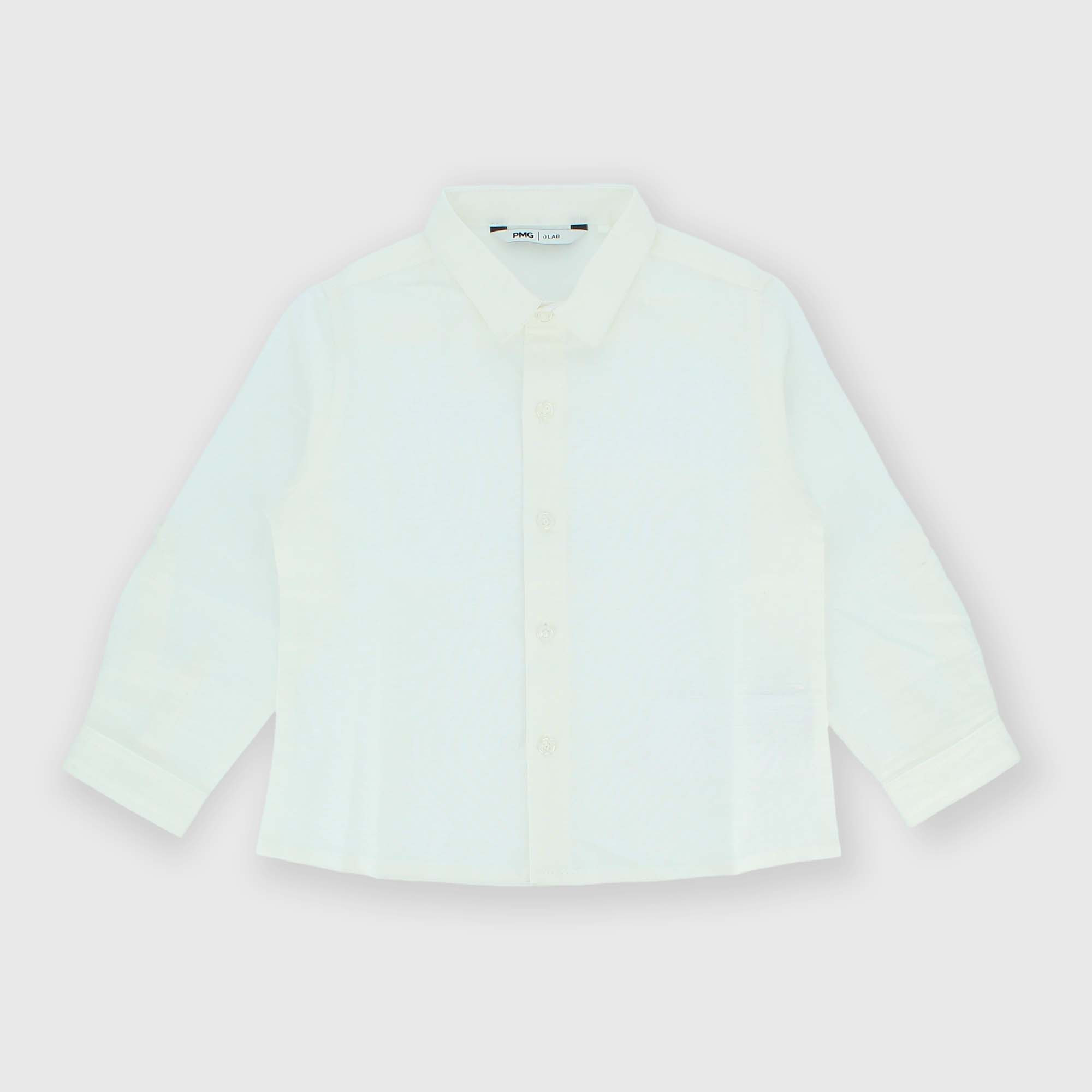 Camisa de algodón-lino para niño, blanco