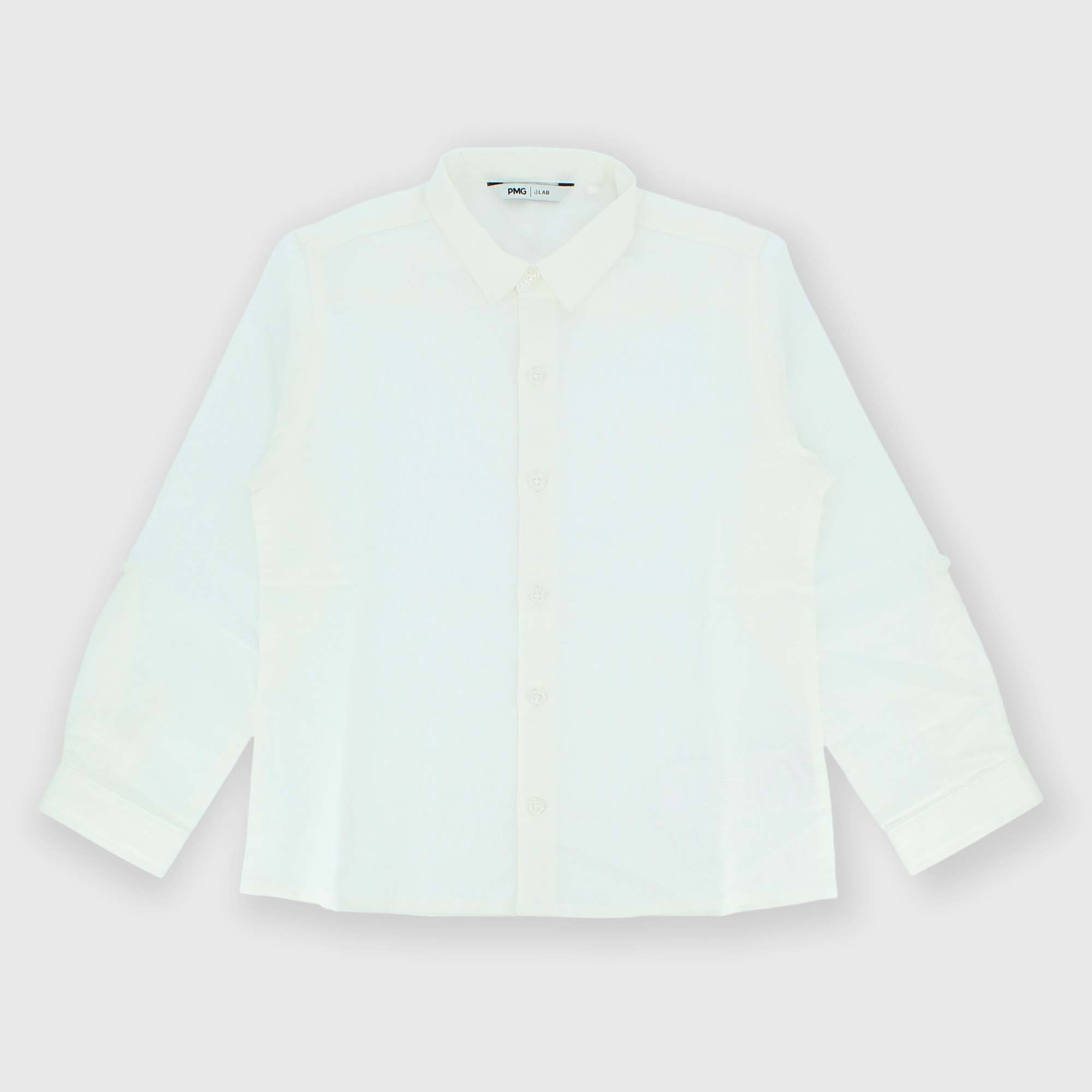Camisa de algodón-lino para niño, blanco