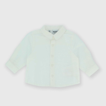 Camisa de algodón-lino para bebé, blanco Camisa de algodón-lino para bebé, blanco