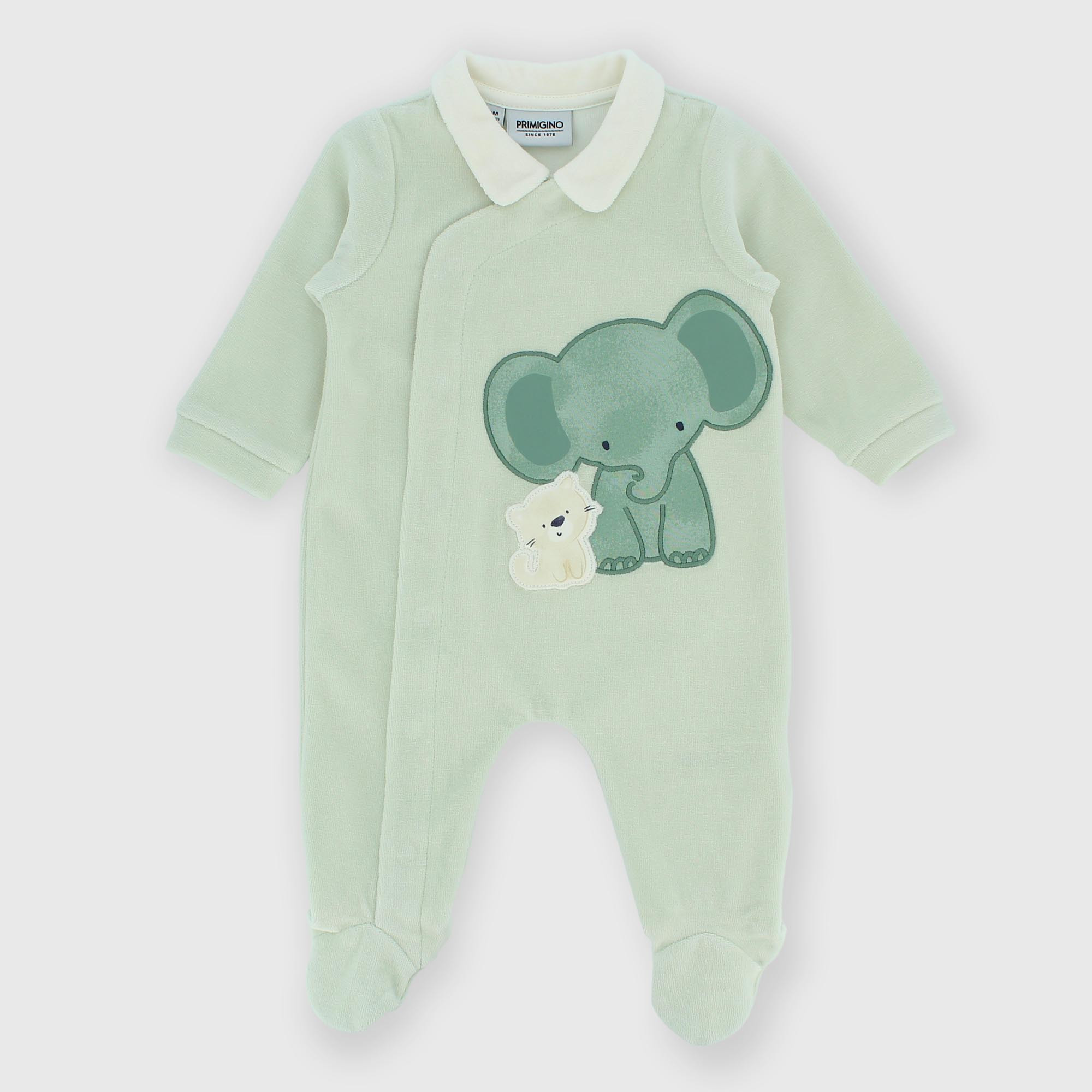 Jumpsuit for newborn boy in chenille, blue