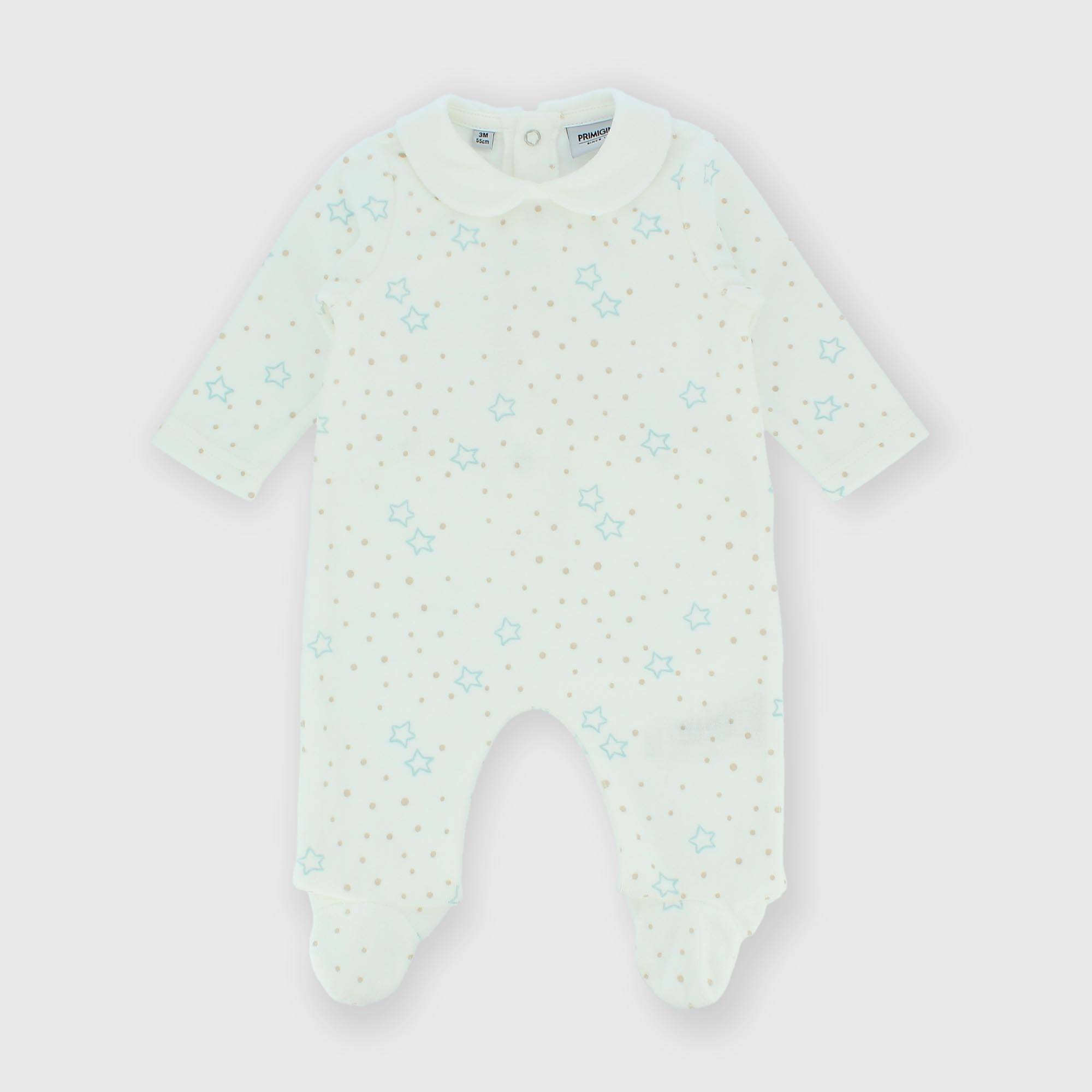 Jumpsuit for newborn boy in chenille, white