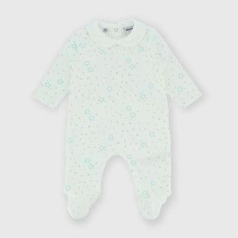 Jumpsuit for newborn boy in chenille, white Jumpsuit for newborn boy in chenille, white