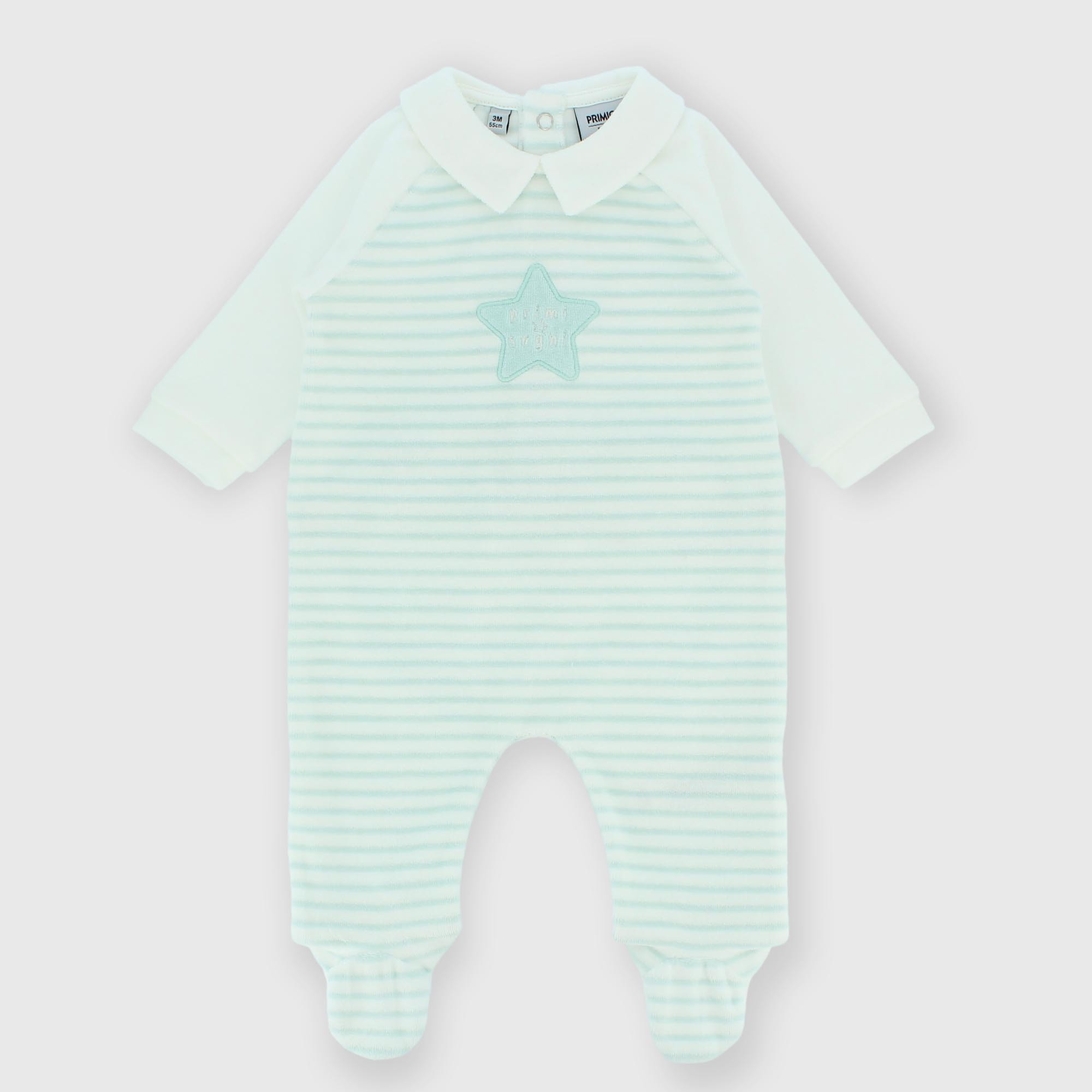Jumpsuit for newborn boy in chenille, white
