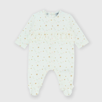 Newborn girl Interlock jumpsuit, white Newborn girl Interlock jumpsuit, white