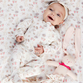 Jumpsuit for newborn girl in Interlock, white Jumpsuit for newborn girl in Interlock, white
