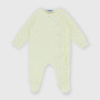 Jumpsuit for newborn girl in Interlock, beige Jumpsuit for newborn girl in Interlock, beige