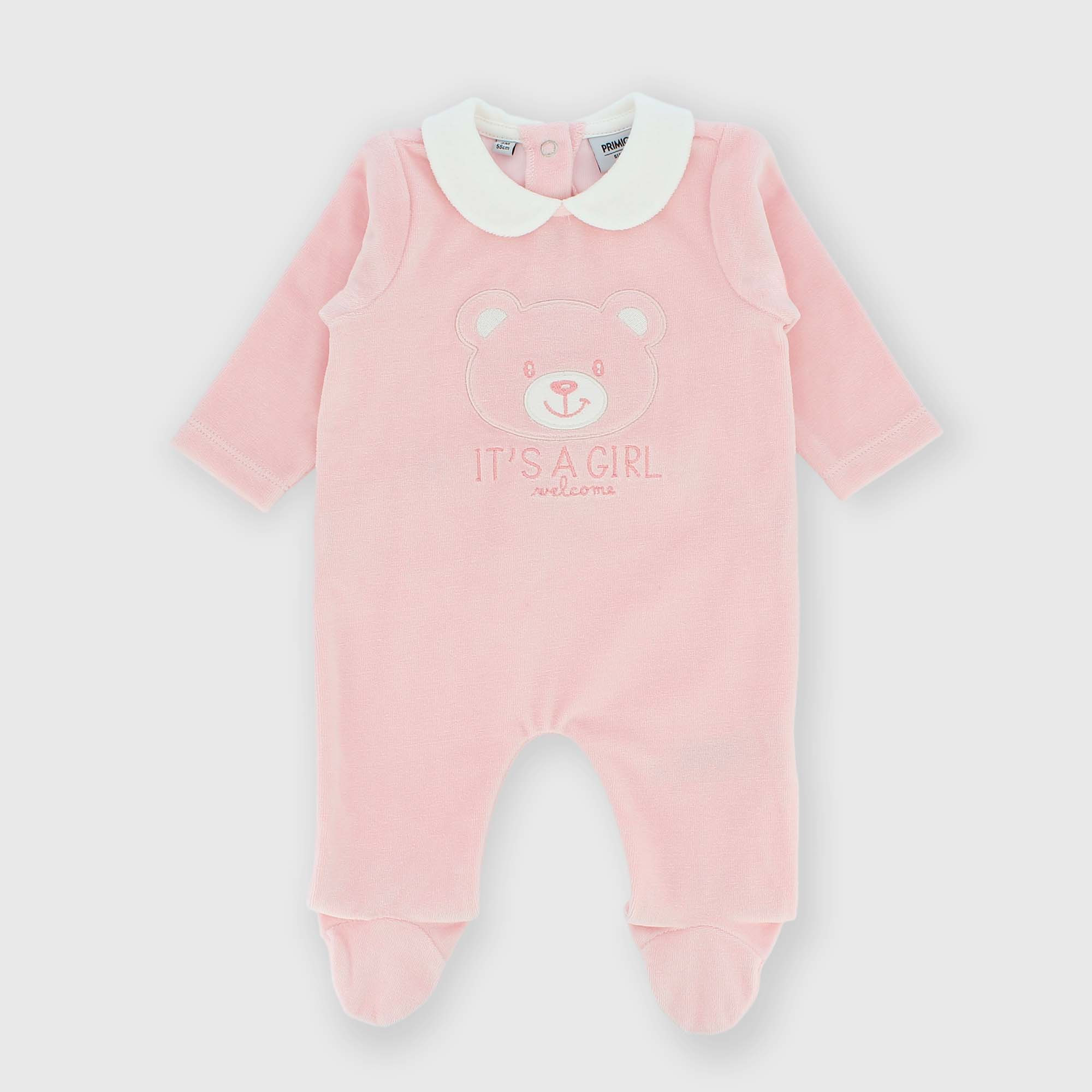 Combinaison en chenille  nouveau-née, rose