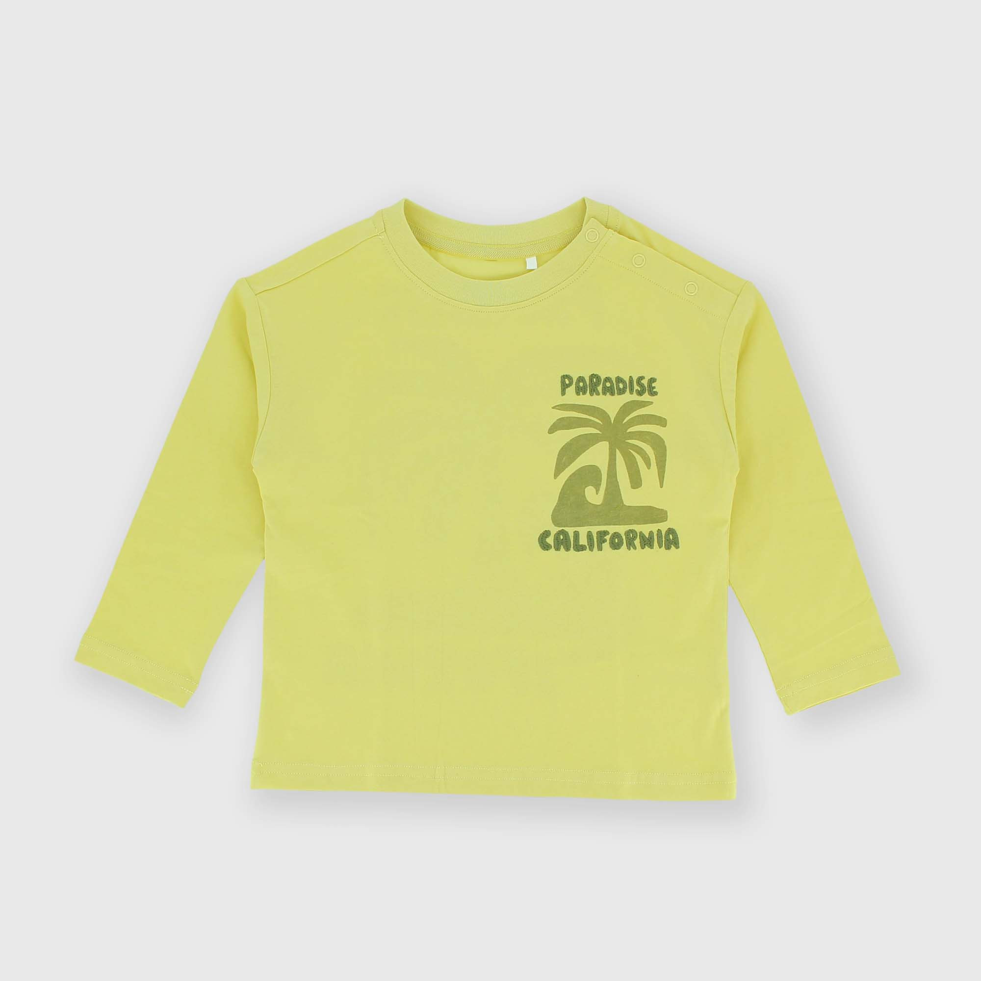 Camiseta de tejido Jersey con mangas largas para niño, amarillo