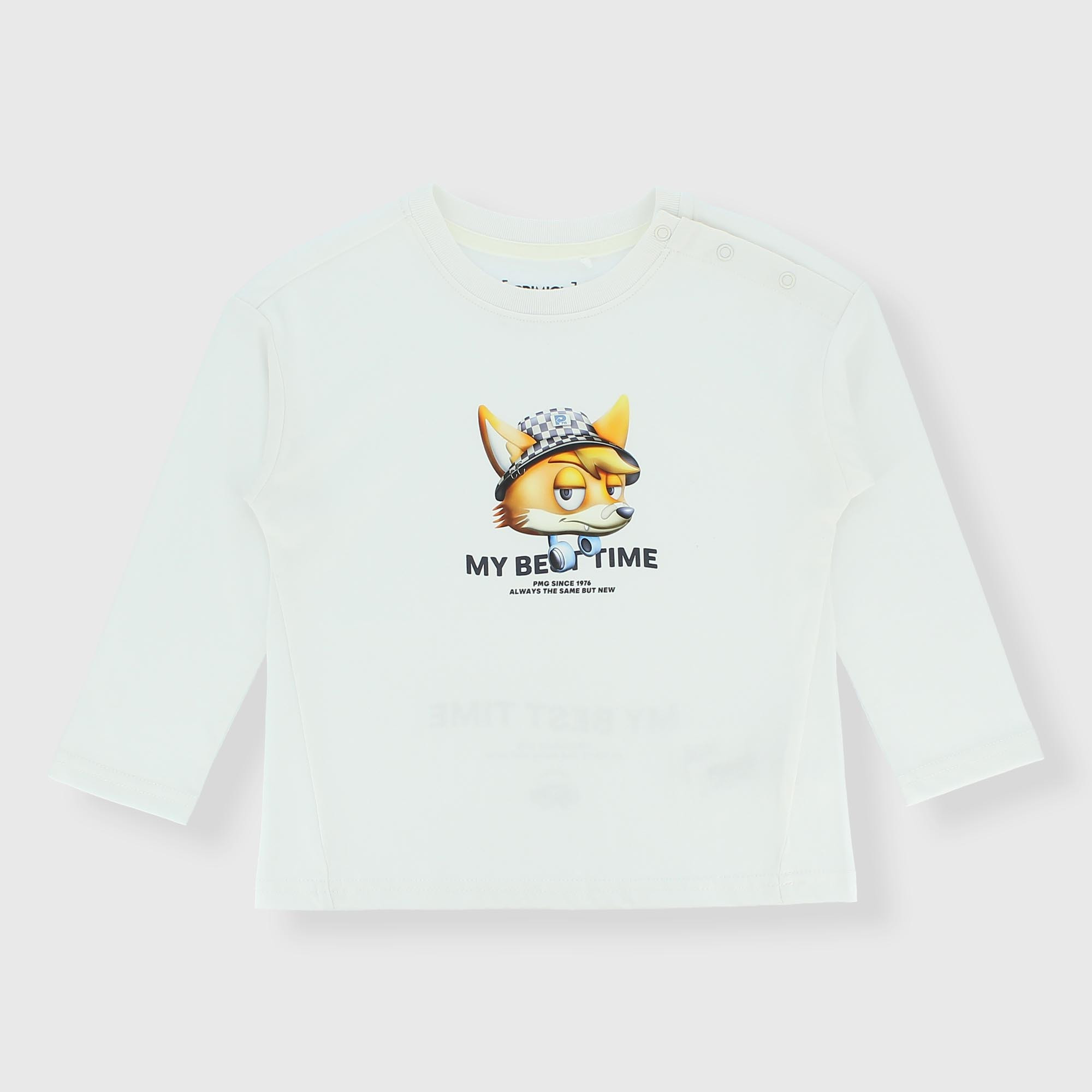 Camiseta de tejido Jersey mangas largas para niño, blanco