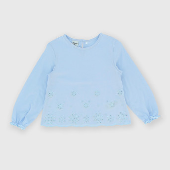 Camiseta de tejido Jersey con mangas largas para niña, azul Camiseta de tejido Jersey con mangas largas para niña, azul