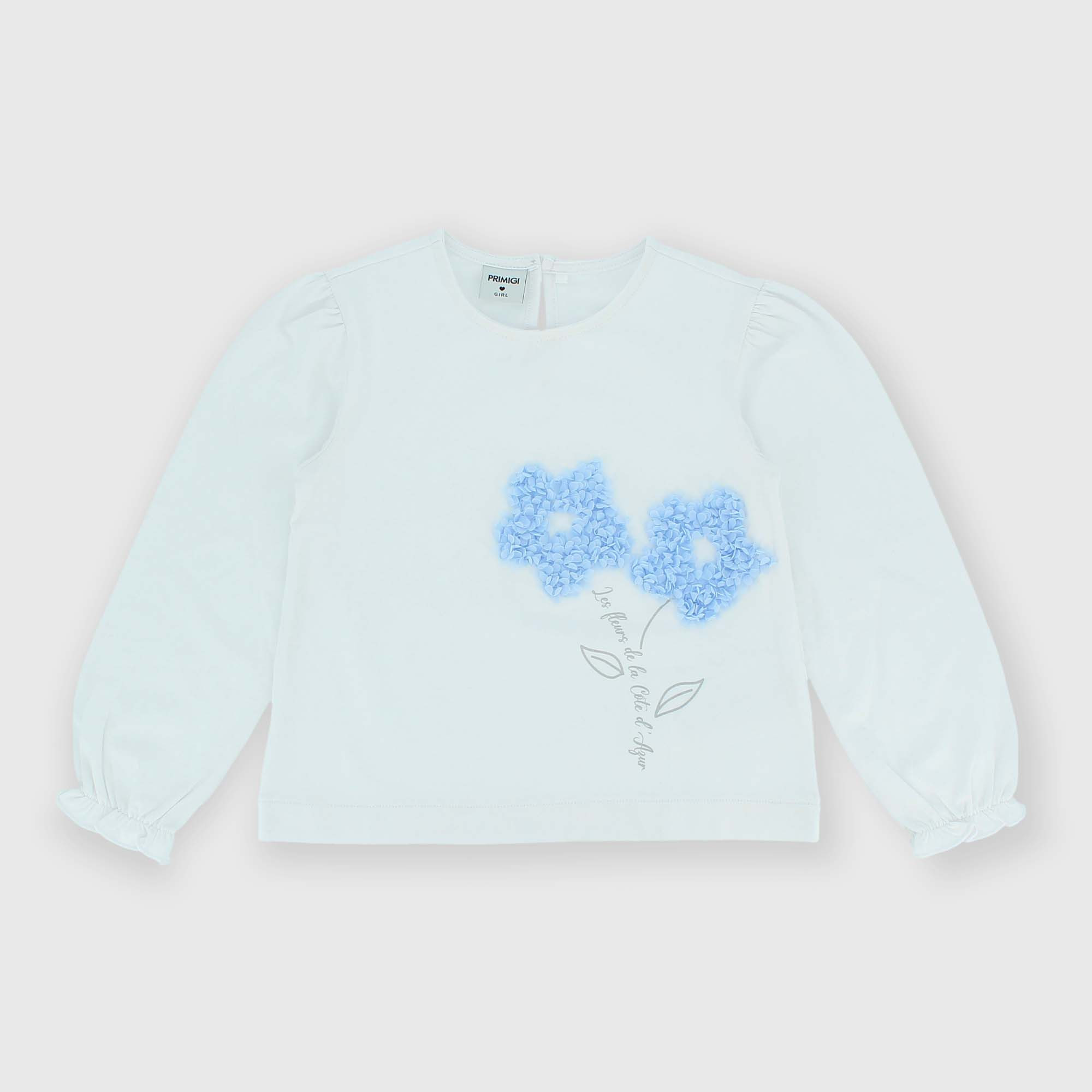 Camiseta de tejido Jersey con mangas largas para niña, blanco