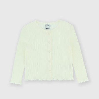 Cardigan côtelé  fille, blanc Cardigan côtelé  fille, blanc