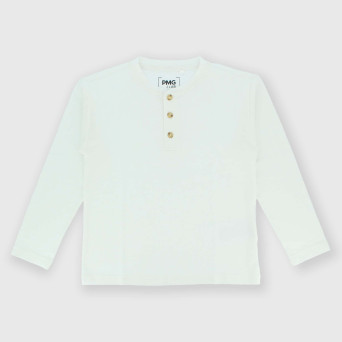 Boy's half-neck long sleeves Jersey T-shirt, white Boy's half-neck long sleeves Jersey T-shirt, white