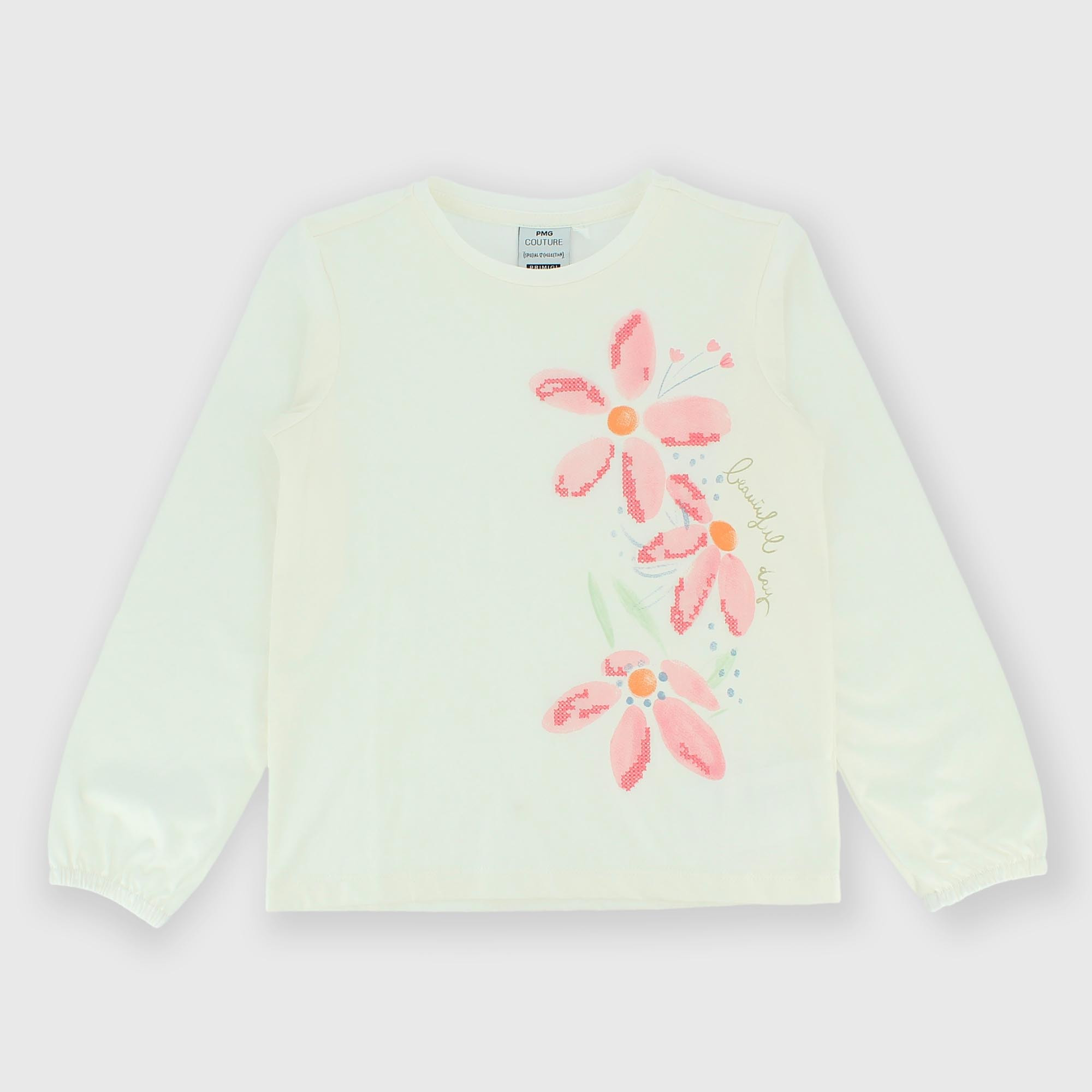 Pull en Jersey  manche longue  fille,  blanc