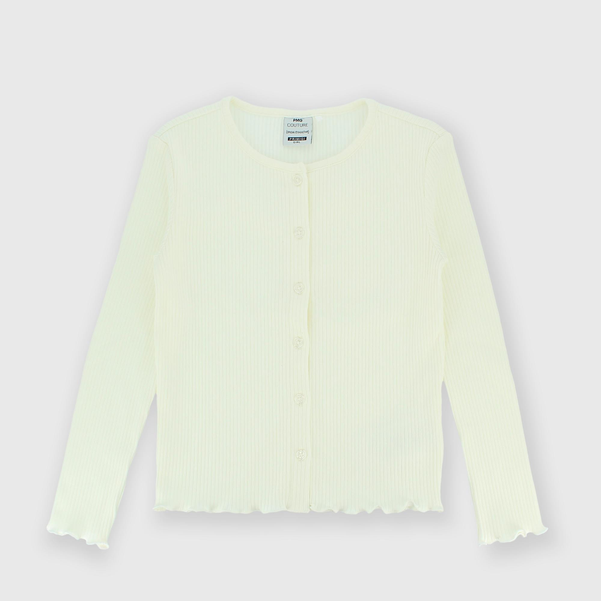 Girl's ribbed Cardigan, white
