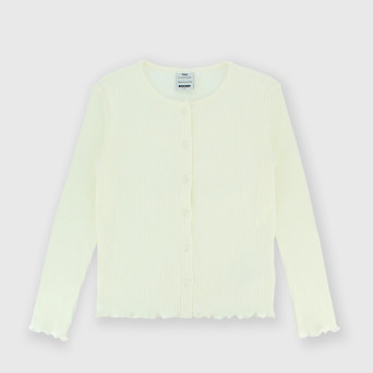 Girl's ribbed Cardigan, white Girl's ribbed Cardigan, white