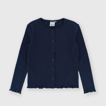 Girl's ribbed Cardigan, blue Girl's ribbed Cardigan, blue