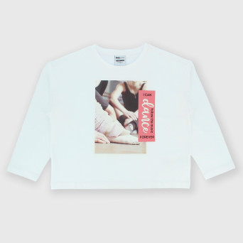 Camiseta de tejido Jersey con mangas largas para niña, blanco Camiseta de tejido Jersey con mangas largas para niña, blanco