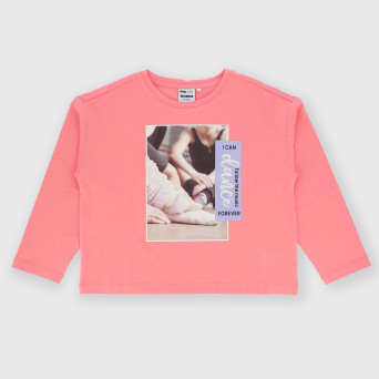 Camiseta de tejido Jersey con mangas largas para niña, rosa Camiseta de tejido Jersey con mangas largas para niña, rosa