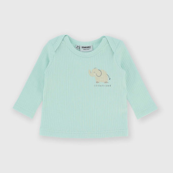 Newborn long-sleeves ribbed T-shirt, green Newborn long-sleeves ribbed T-shirt, green