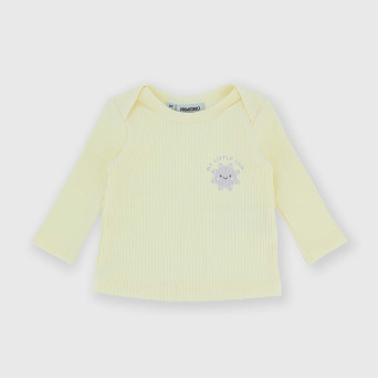 Camiseta canalé con mangas largas de bebé niña, beige Camiseta canalé con mangas largas de bebé niña, beige