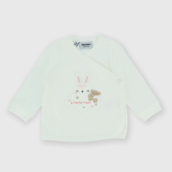 Jersey cruzado de tejido Interlock para bebé niña, blanco Jersey cruzado de tejido Interlock para bebé niña, blanco