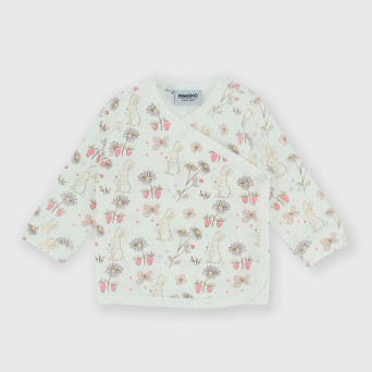 Jersey cruzado de tejido Interlock para bebé niña, blanco Jersey cruzado de tejido Interlock para bebé niña, blanco