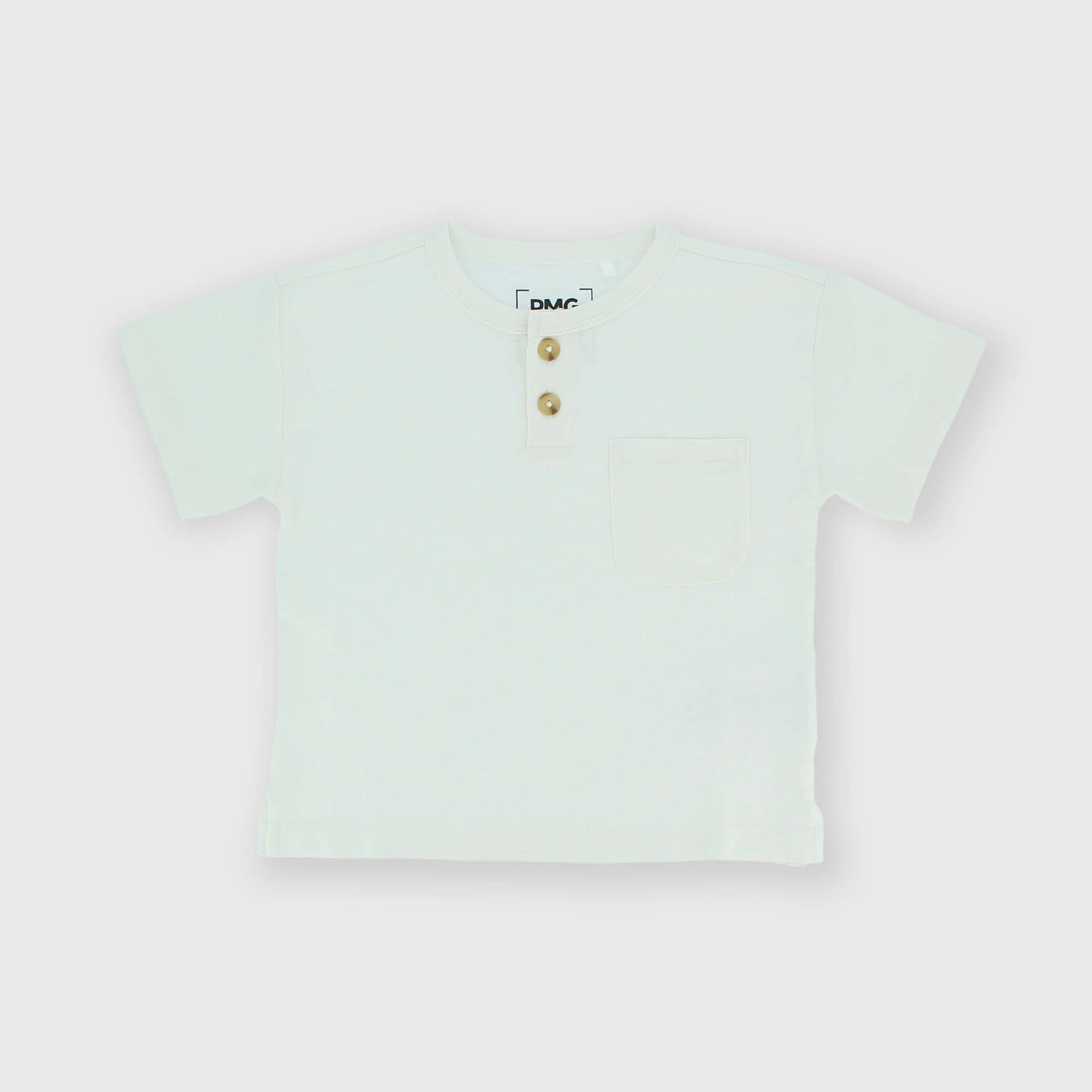 Camiseta con dos botones de tejido Jersey para niño, blanco