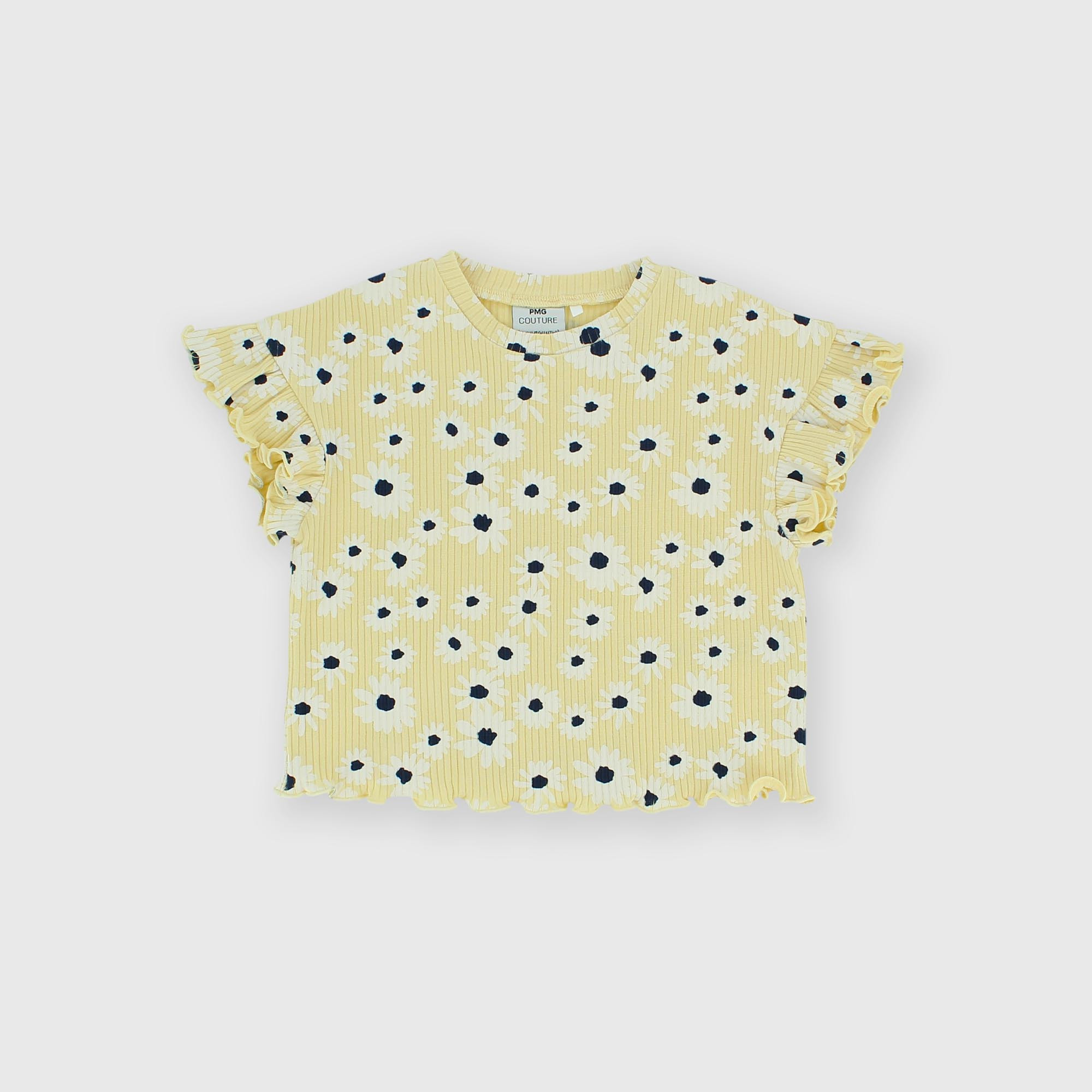Camiseta canalé para niña, amarillo