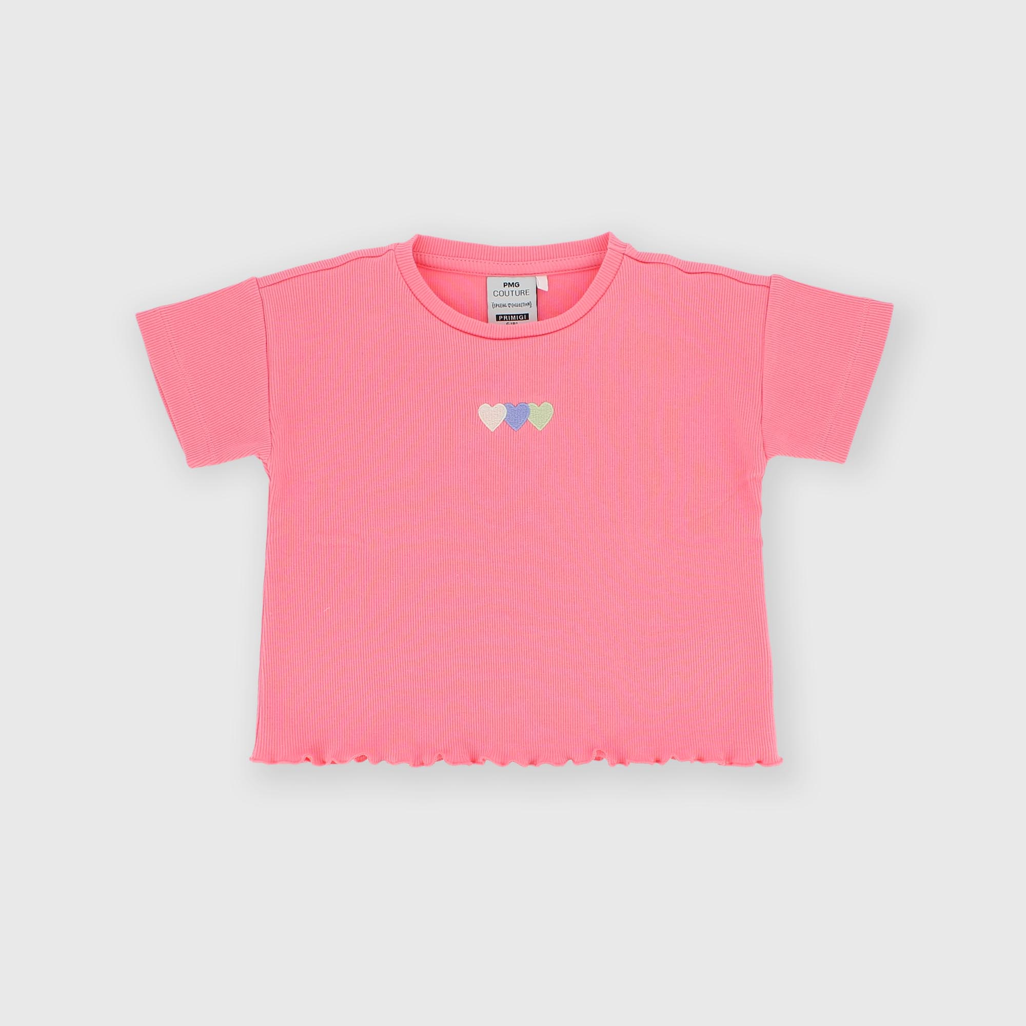 Camiseta canalé para niña, rosa
