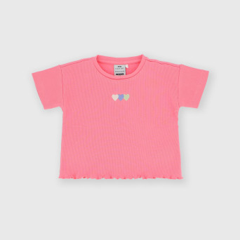 Camiseta canalé para niña, rosa Camiseta canalé para niña, rosa