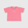 Girl's ribbed T-shirt, pink Girl's ribbed T-shirt, pink
