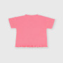 Girl's ribbed T-shirt, pink Girl's ribbed T-shirt, pink
