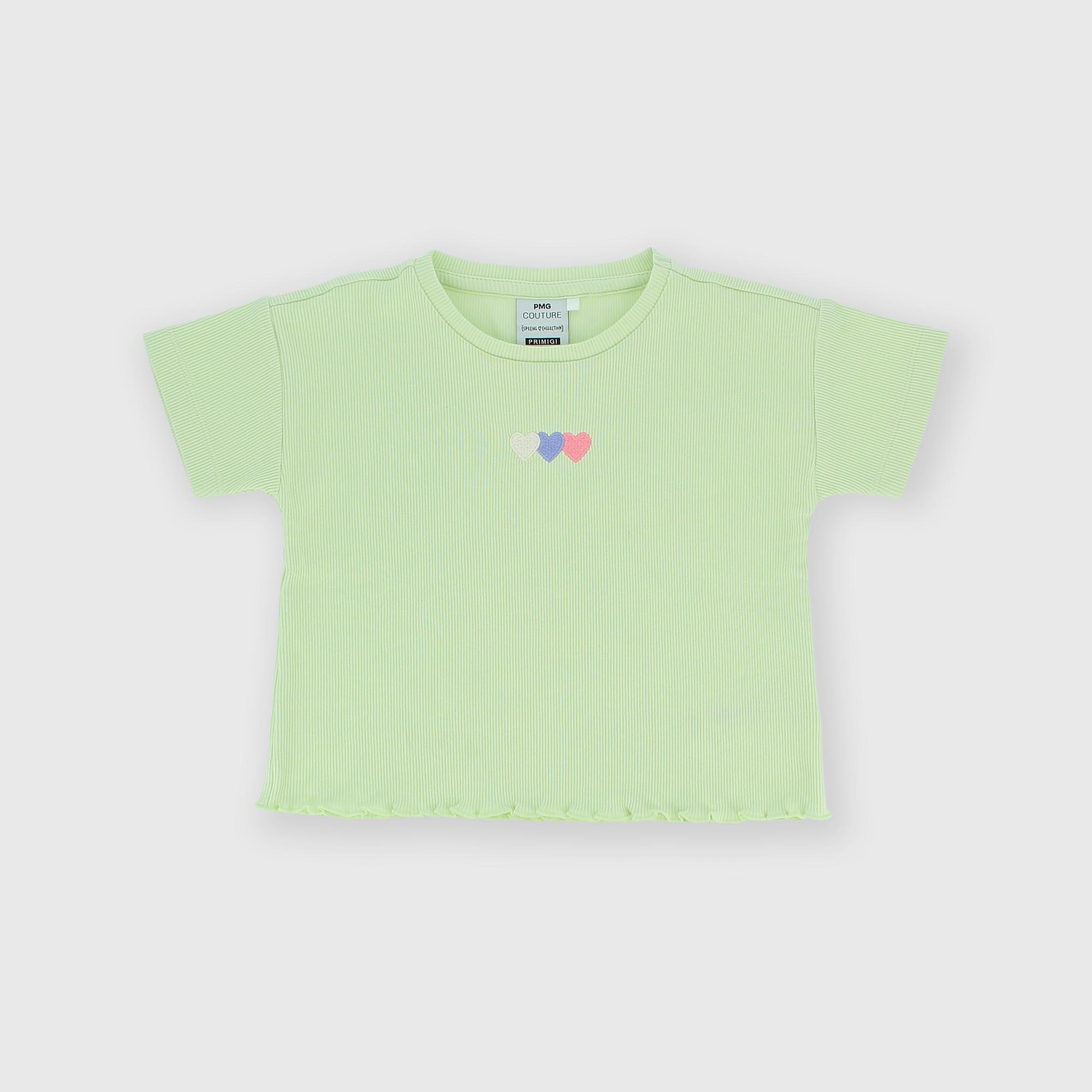 Camiseta canalé para niña, verde