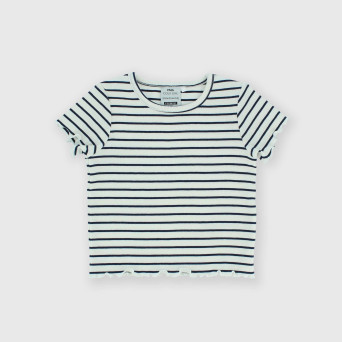 Camiseta canalé para niña, azul Camiseta canalé para niña, azul
