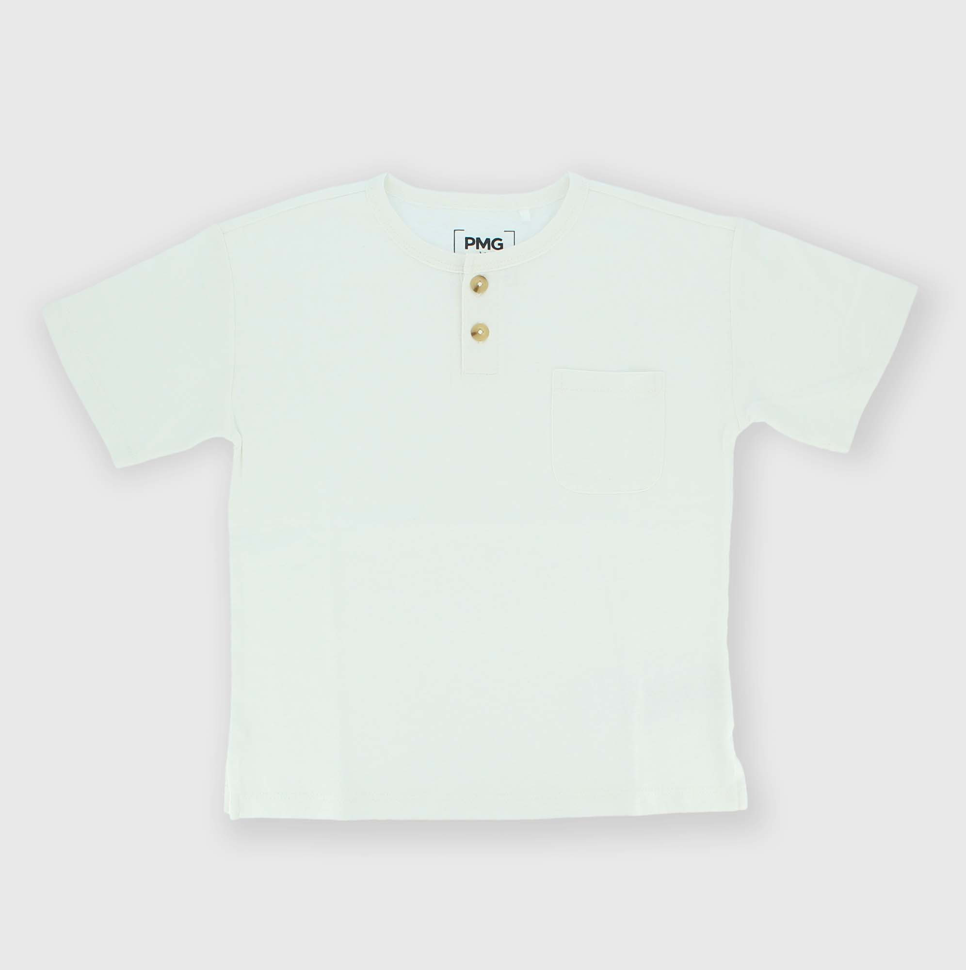 Camiseta con dos botones de tejido Jersey para niño, blanco