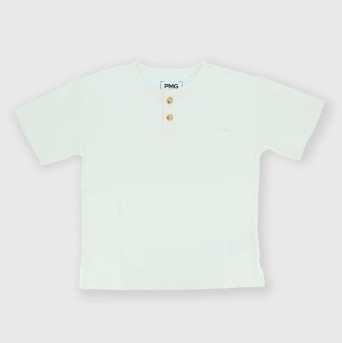 Boy's half-neck Jersey T-shirt, white Boy's half-neck Jersey T-shirt, white