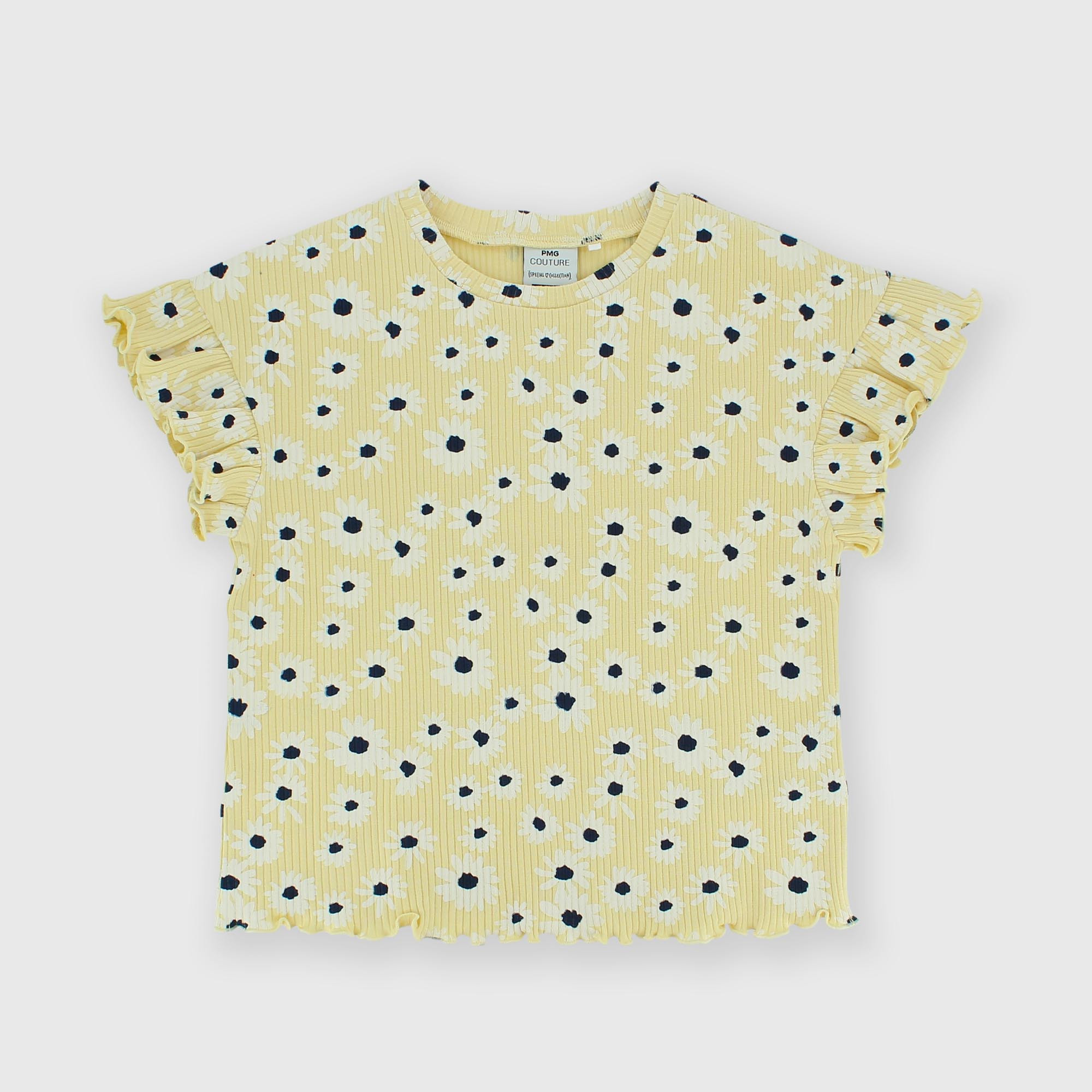 T-shirt côtelé  fille, jaune