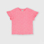 Girl's ribbed T-shirt, pink Girl's ribbed T-shirt, pink