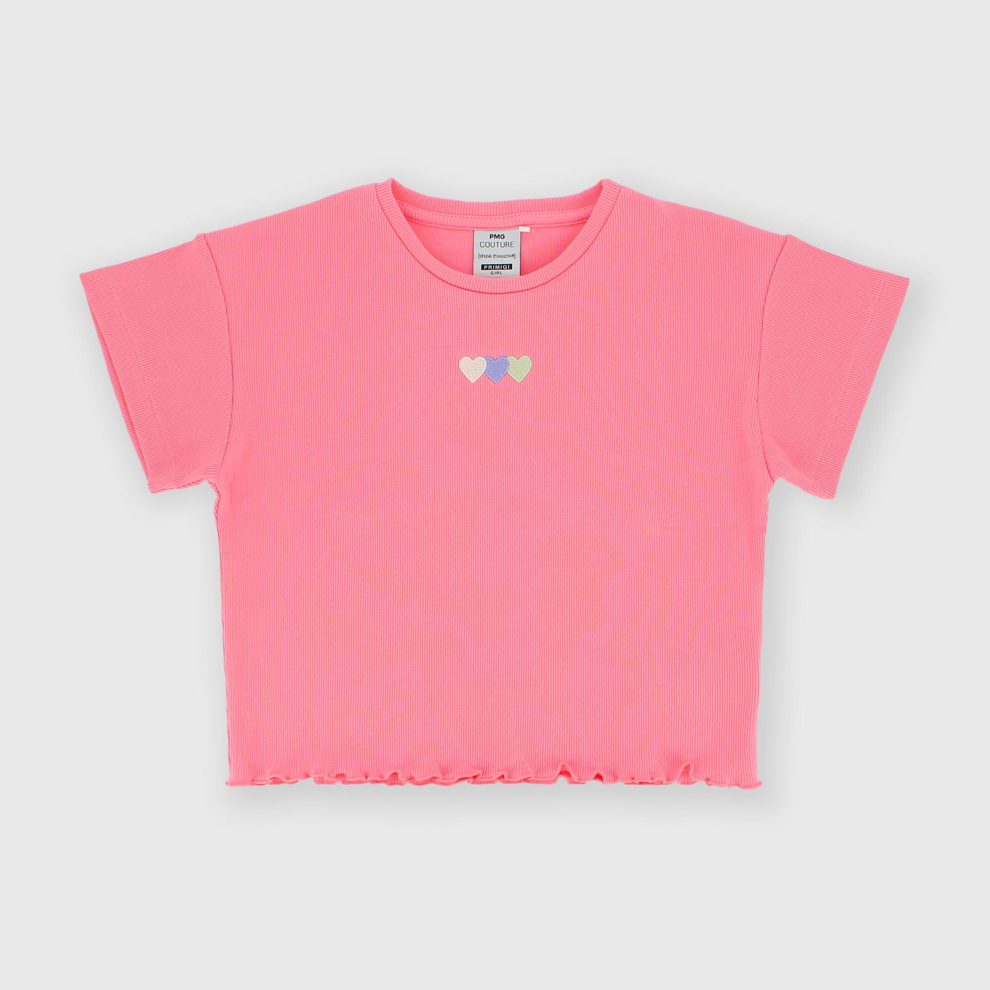 T-shirt côtelé  fille, rose