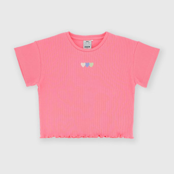 Camiseta canalé para niña, rosa Camiseta canalé para niña, rosa