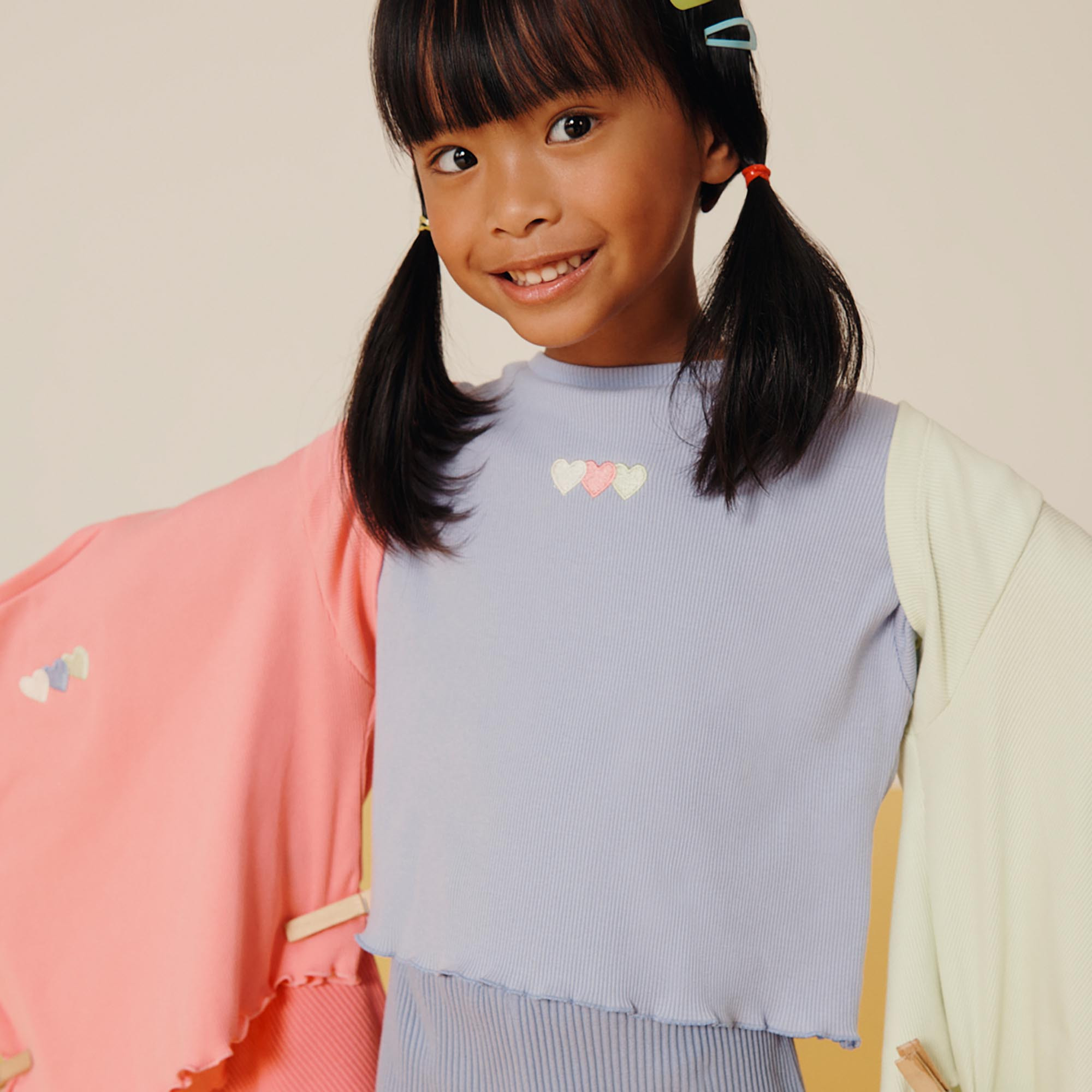 Girl's ribbed T-shirt, violet