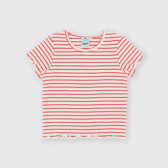 Girl's ribbed T-shirt, red Girl's ribbed T-shirt, red