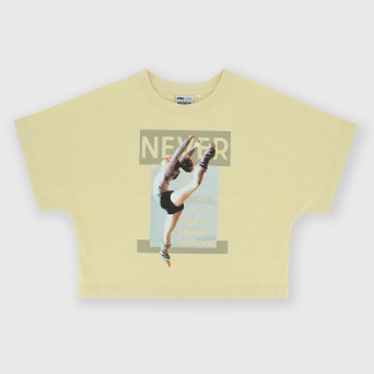 Girl's Jersey T-shirt, beige Girl's Jersey T-shirt, beige