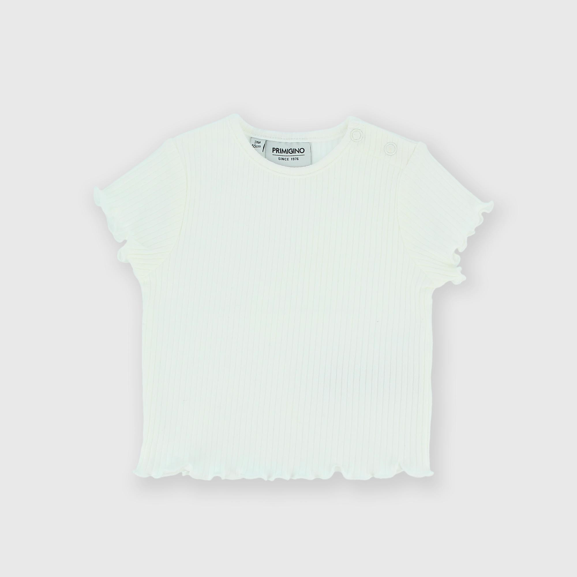 Camiseta canalé para bebè niña, blanco