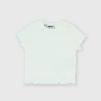 Camiseta canalé para bebè niña, blanco Camiseta canalé para bebè niña, blanco