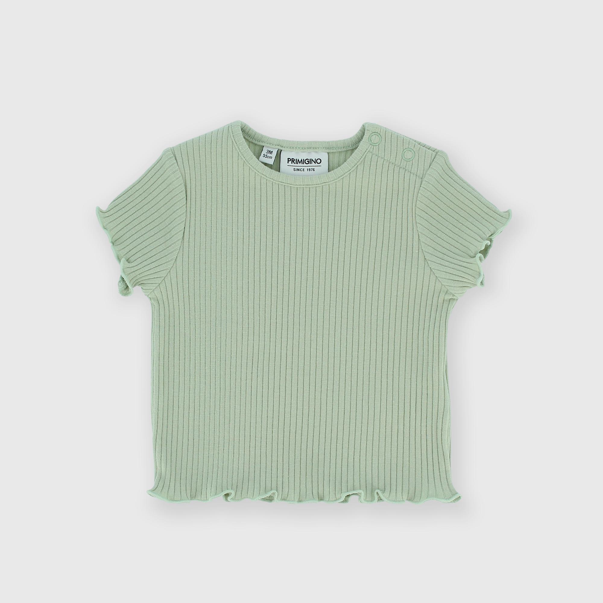 Camiseta canalé para bebé niña, verde