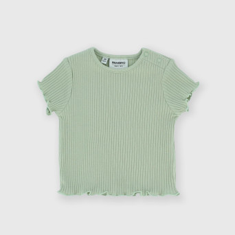 Camiseta canalé para bebé niña, verde Camiseta canalé para bebé niña, verde