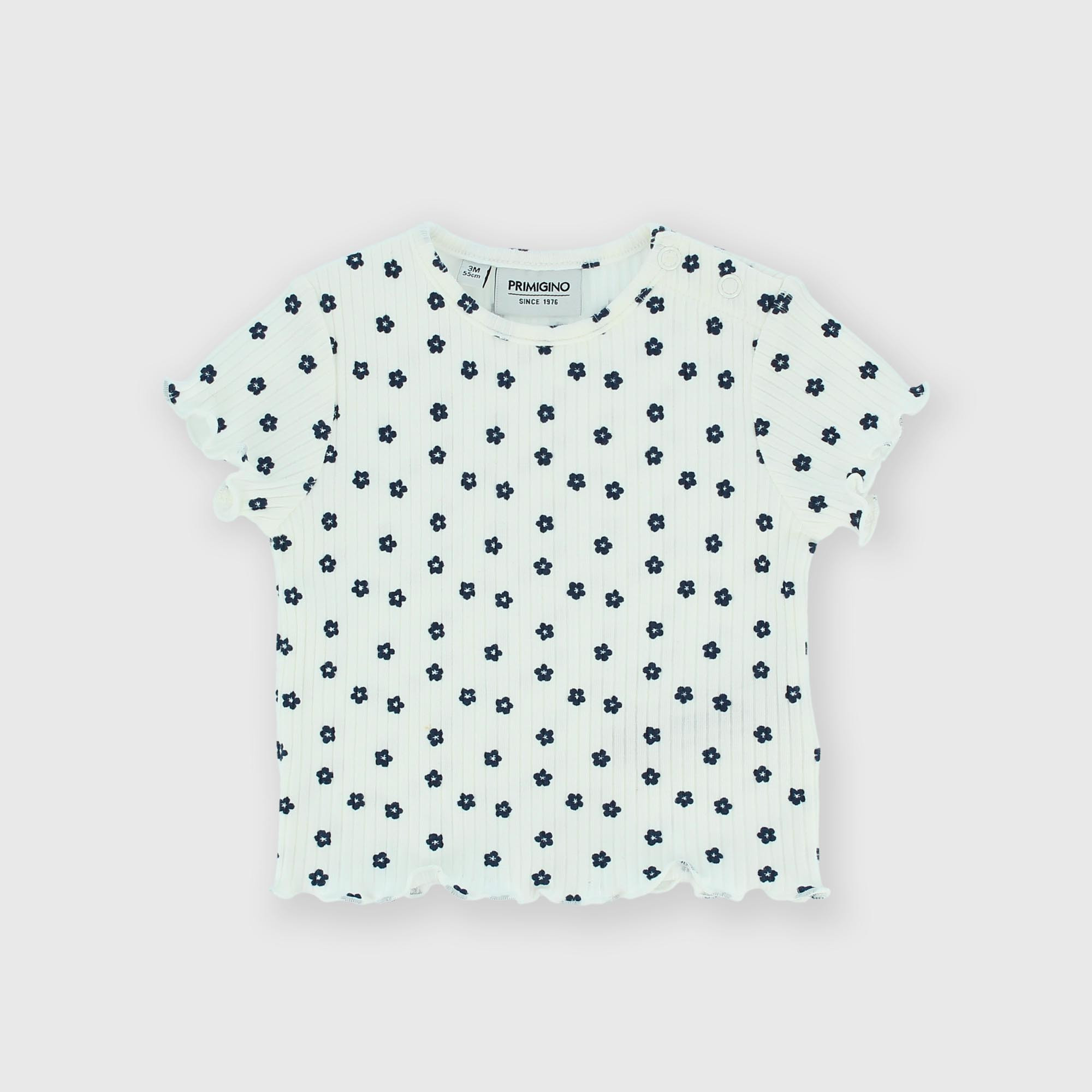 Camiseta canalé para bebè niña, blanco